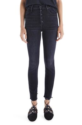 MOTHER The Pixie Swooner High Waist Frayed Ankle Skinny Jeans in Thunder Road