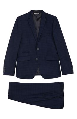 Andrew Marc Stretch Navy Plaid Two-Piece Suit