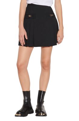 sandro Pleated Wool Skirt in Black