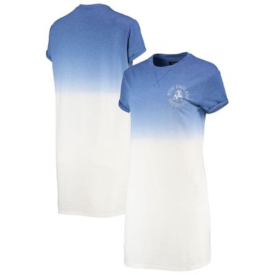 Women's Junk Food Heathered Royal/White New England Patriots Ombre Tri-Blend T-Shirt Dress in Heather Royal