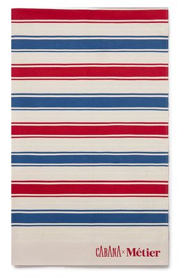 Metier London Vacanza Small Beach Blanket in Red Blue Stripes