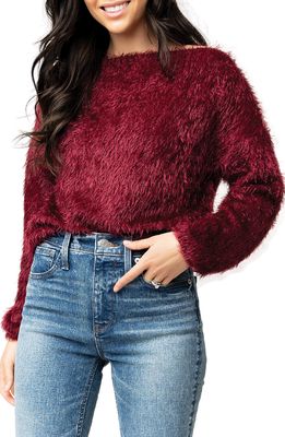 GIBSONLOOK Feather Hacci Off the Shoulder Sweater in Burgundy