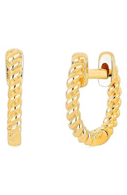EF Collection Gold Twist Single Huggie Hoop Earring in 14K Yellow Gold