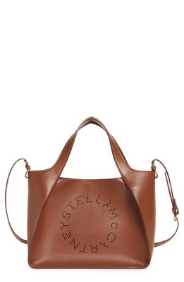 Stella McCartney Perforated Logo Faux Leather Satchel in Cinnamon