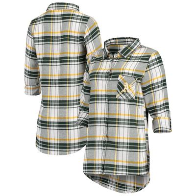 Women's Concepts Sport Green/Gold Oakland Athletics Accolade Flannel Nightshirt