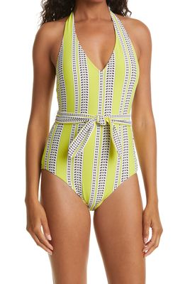 lemlem Amira Belted One-Piece Swimsuit in Yellow