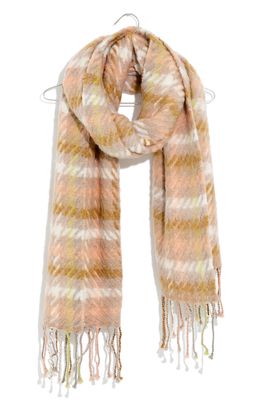 Madewell Barwell Plaid Oversize Scarf in Ashen Silver