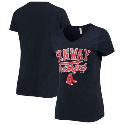 BREAKINGT Women's Heathered Navy Boston Red Sox Team Hometown Tri-Blend V-Neck T-Shirt in Heather Navy