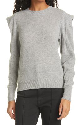 FRAME Kennedy Folded Shoulder Cashmere Sweater in Gris Heather