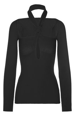 The Attico Mali Cutout Halter Neck Sweater in Black