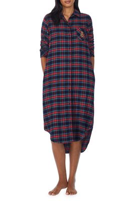 Lauren Ralph Lauren Plaid Sleep Shirt in Black Plaid