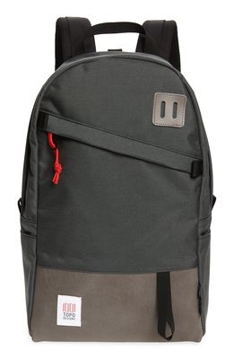 Topo Designs Canvas & Leather Daypack in Charcoal/Charcoal Leather