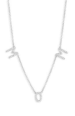 BYCHARI Diamond Mom Charm Necklace in 14K White Gold