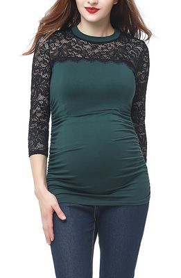 Kimi and Kai Rainey Ruched Maternity Top in Forest Green