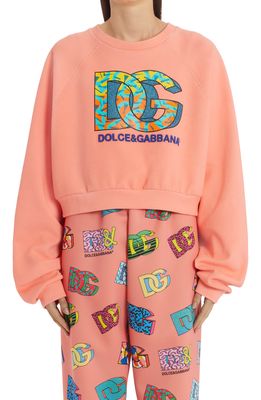 Dolce & Gabbana DG Logo Crop Scuba Sweatshirt in S9000 Variante Abbinata