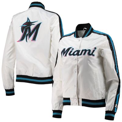 Women's Starter White Miami Marlins Hometown Satin Full-Snap Jacket