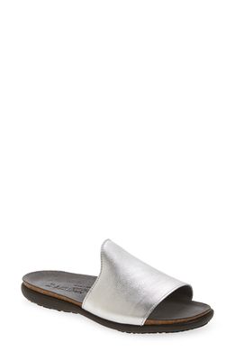 Naot Skylar Slide Sandal in Soft Silver Leather