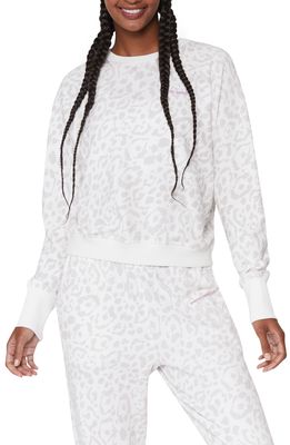 Spiritual Gangster Bridget Cotton Crewneck Sweatshirt in Snow Leopard Print