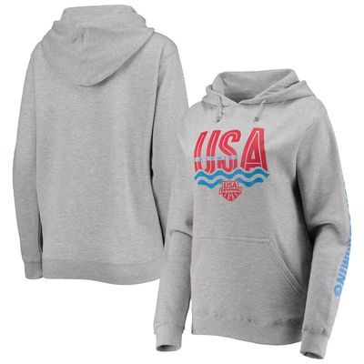 Outerstuff Women's Heathered Gray Team USA Swimming Logo Pullover Hoodie in Heather Gray