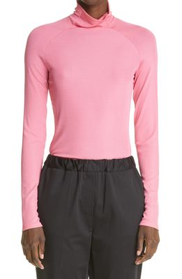 St. John Collection Long Sleeve Rib Turtleneck in Drse Deep Rose