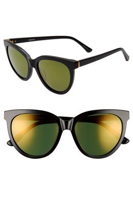 Brightside Beverly 55mm Cat Eye Sunglasses in Black/Gold Mirror