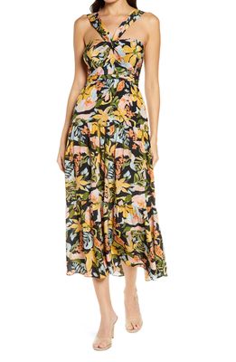 Saylor Starlee Floral Tiered Ruffle V-Neck Dress in Multi