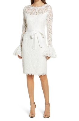 Shani Long Sleeve Lace Sheath Dress in Ivory