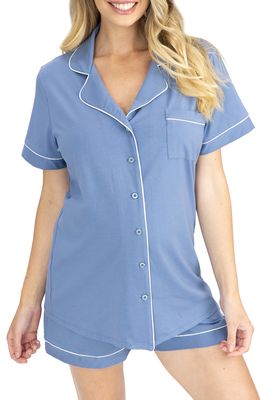 Angel Maternity Short Maternity/Nursing Pajamas in Blue