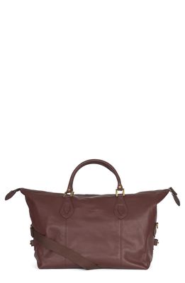 Barbour Medium Travel Explorer Leather Bag in Dark Brown