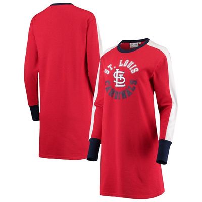 Women's G-III 4Her by Carl Banks Navy St. Louis Cardinals Hurry Up Offense Long Sleeve Dress in Red