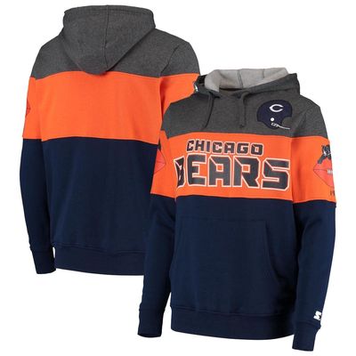 Men's Starter Heathered Charcoal/Orange Chicago Bears Extreme Fireballer Throwback Pullover Hoodie in Heather Charcoal