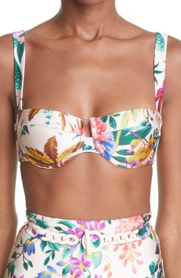 Zimmermann Tropicana Balconette Bikini Top in Cream Floral