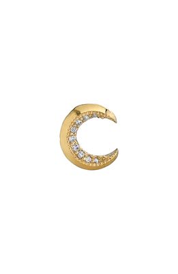 Lizzie Mandler Fine Jewelry Diamond Crescent Moon Stud Earring in Yellow Gold