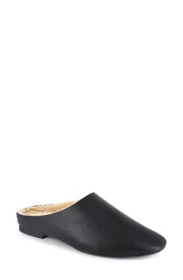 kensie Nathaly Faux Shearling Lined Mule in Black Faux Leather