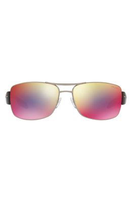 PRADA SPORT 65mm Rectangle Sunglasses in Gunmetal/Grey/Blue/Red