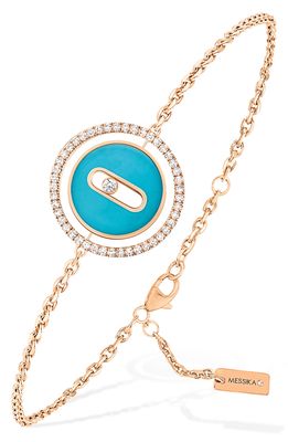Messika Lucky Move Turquoise & Diamond Pendant Bracelet in Rose Gold