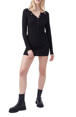 French Connection Paze Jersey Long Sleeve Minidress in Black