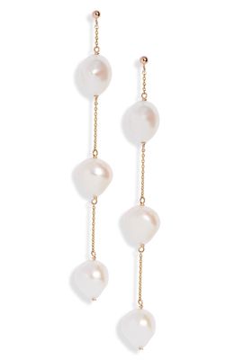 Poppy Finch Triple Baroque Pearl Drop Earrings in 14Kyg