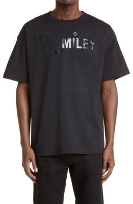 Raf Simons Big Fit Rsmiley Oversize Graphic Tee in Black