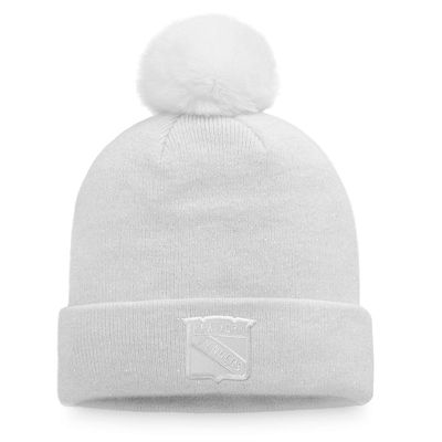 Women's Fanatics Branded White New York Rangers Winter Lights Cuffed Knit Hat with Pom