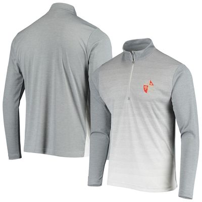 Men's Antigua Heathered Gray/White San Francisco 49ers Throwback Cycle Quarter-Zip Jacket in Heather Gray