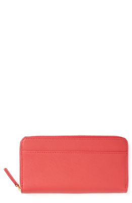 ROYCE New York Continental RFID Leather Zip Wallet in Red