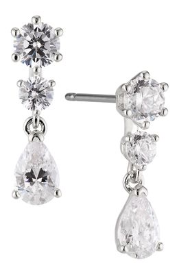 Nadri Prima Drop Earrings in Rhodium