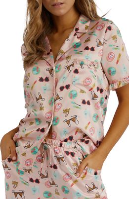 Playful Promises Bodil Jane Ruffle Pajama Shirt in Pink