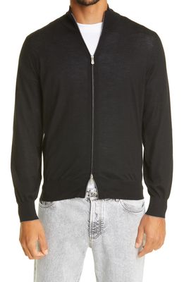 Brunello Cucinelli Zip Cashmere & Silk Sweater in Black