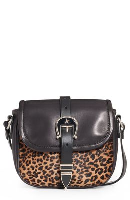 Golden Goose Small Rodeo Leather & Genuine Calf Hair Shoulder Bag in Black/Brown Leo