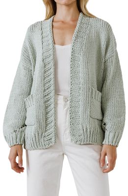 Free the Roses Oversize Chunky Cardigan in Sage