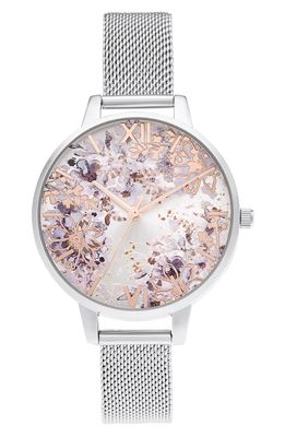 Olivia Burton Abstract Floral Mesh Strap Watch