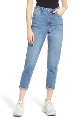 Topshop Mom Jeans in Mid Blue