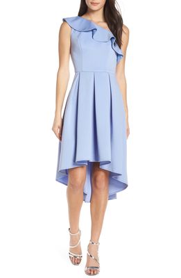Chi Chi London One-Shoulder High/Low Cocktail Dress in Blue